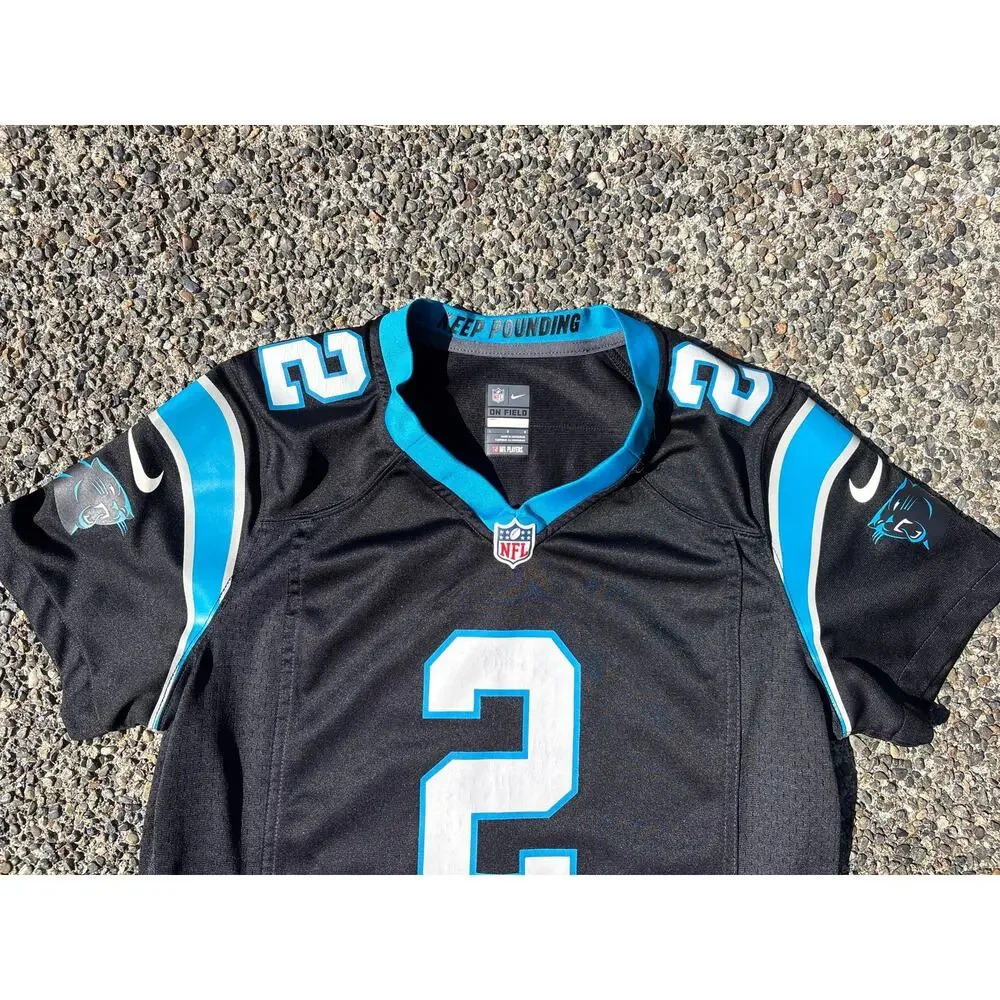 Nike NFL Carolina Panthers #2 DJ Moore On-Field Jersey Black Womens Size L